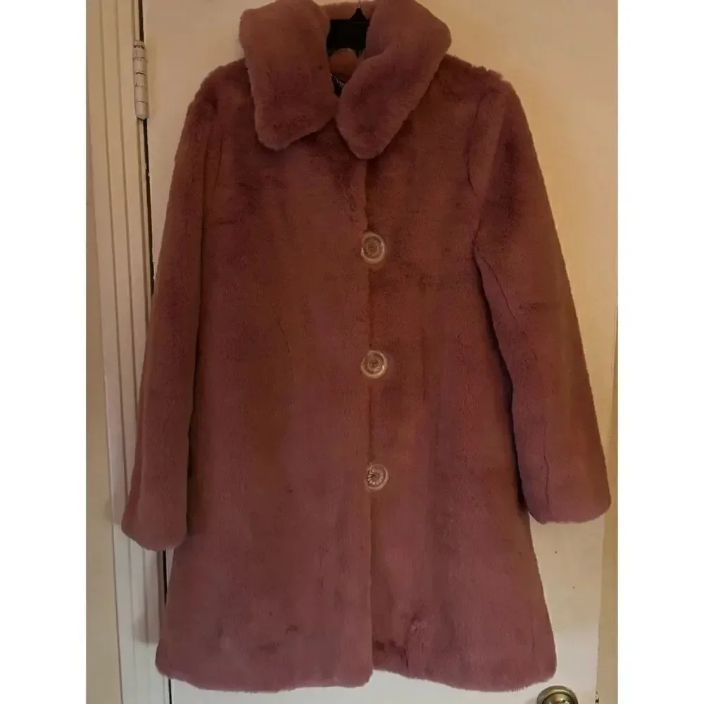 J. Crew Faux Fur Teddy Coat in Blush Rose Size M / Excellent